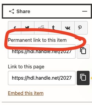 Screenshot of Permanent Link Location